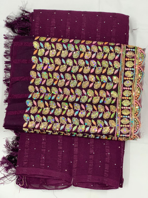 MALAVIYA FASHION Embroidered Bollywood Chiffon Saree(Pink)