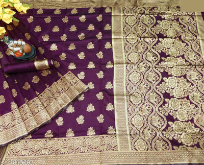 GORAL Self Design Kanjivaram Art Silk, Jacquard Saree(Magenta)