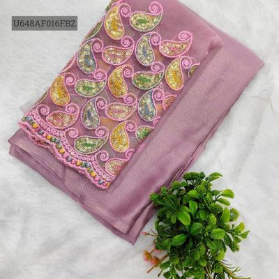 MB Shopee Solid/Plain Bollywood Chiffon Saree(Purple)