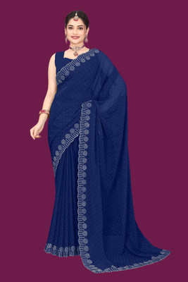 Shiv Febric Embellished Chanderi Art Silk, Dupion Silk Saree(Blue)