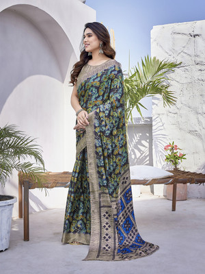 YASHIKA Printed Bollywood Tussar Silk Saree(Multicolor)