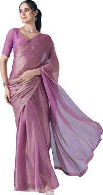 LOROFY Solid/Plain Bollywood Silk Blend Saree(Green)