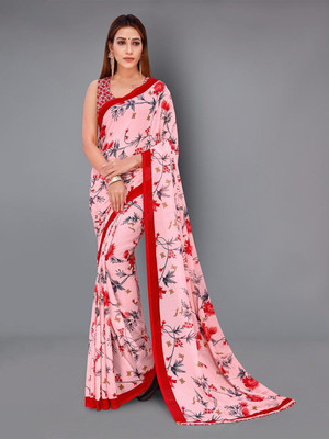 Moda Rapido Printed Daily Wear Georgette Saree(Pink)