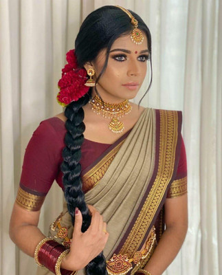 PRANJAL ART Woven Banarasi Jacquard Saree(Cream)