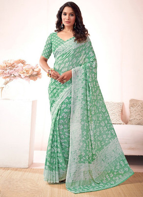 Panchvati NX Printed Bollywood Georgette Saree(Green)