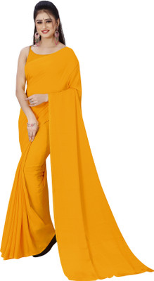 Anand Sarees Solid/Plain, Dyed Daily Wear Georgette Saree(Orange)