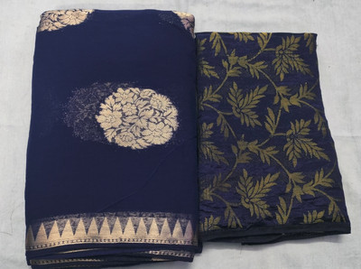 Durga Emporio Woven Bollywood Georgette Saree(Dark Blue)
