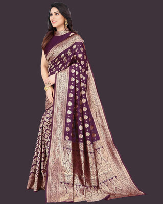 SWAMI STUDIO Embellished Mekhela Chador Jacquard Saree(Purple)