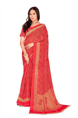 Sareeve Printed Daily Wear Chiffon, Georgette Saree(Red)