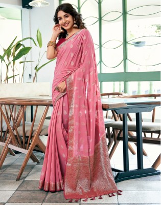 Satrani Dyed, Woven Bollywood Georgette Saree(Pink, Maroon)