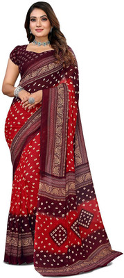 Moda Rapido Printed, Self Design Daily Wear Georgette Saree(Maroon, Red)