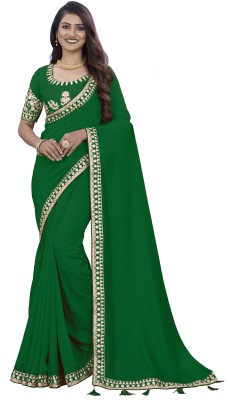 Mactos Embroidered Bollywood Silk Blend Saree(Green)