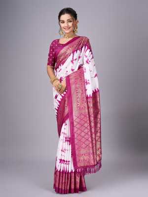 Sanjana Silks Printed Chanderi Art Silk Saree(Magenta)