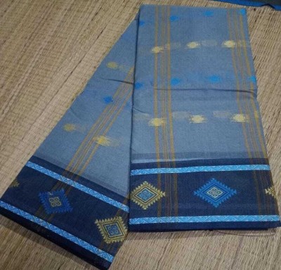 BiswasTextiles Self Design Tant Pure Cotton Saree(Light Blue)