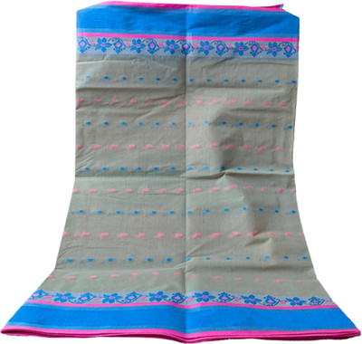 Charvi Lifestyle Woven Tant Pure Cotton Saree(Silver)