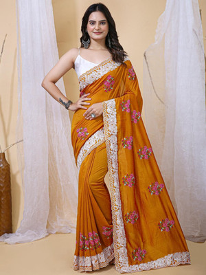 HERE N NOW Woven Bollywood Art Silk Saree(Yellow)