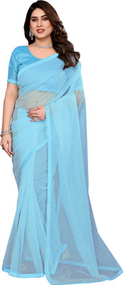 Moda Rapido Embellished Bollywood Net Saree(Light Blue)