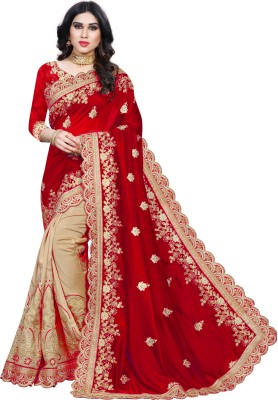 b bella creation Embroidered Bollywood Silk Blend, Art Silk Saree(Red)