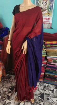 Tantikatha Woven Handloom Pure Cotton Saree(Red)