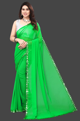 Manan Creation Embellished Bollywood Georgette Saree(Light Green)