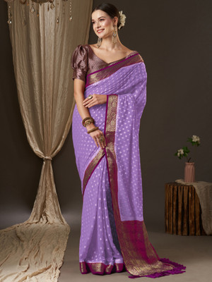 Divastri Woven Kanjivaram Georgette Saree(Purple)