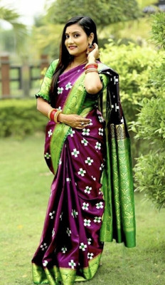 NaziyaSarees Woven Sambalpuri Satin Saree(Purple)