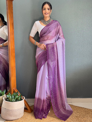 Divastri Embroidered Bollywood Chiffon Saree(Purple)