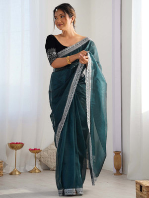 Sareemall Embellished Bollywood Net Saree(Blue)
