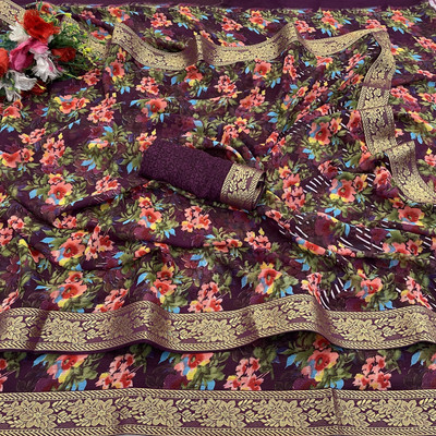 YASHIKA Woven Daily Wear Georgette, Lace Saree(Multicolor)
