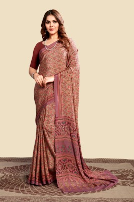 Jaanvi Fashion Digital Print Bollywood Crepe Saree(Pink)