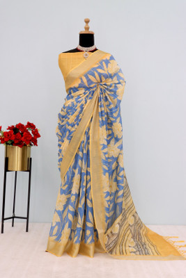 Vrati Creation Printed Bollywood Linen Saree(Multicolor)