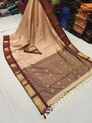 Shruti Bandhani Woven Paithani Cotton Silk Saree(Grey)
