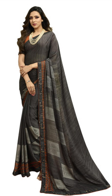 SHREE SOMANATH JARI Printed Bollywood Georgette Saree(Grey)