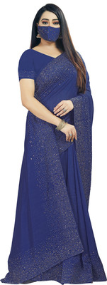 pUNYATHA CREATION Embroidered Chanderi Silk Blend Saree(Dark Blue)