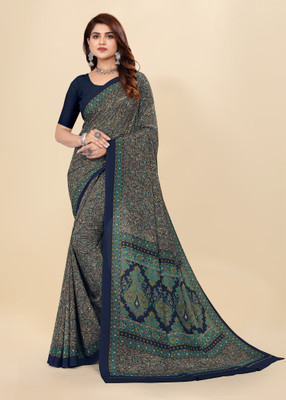 Vimla Printed Bollywood Crepe Saree(Light Blue)