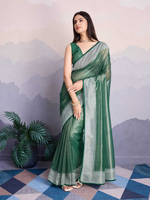 ANKAREEDA FASHION Embroidered Bollywood Net Saree(Multicolor)