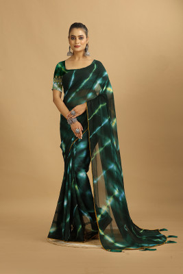 nirmal creation Dyed Bollywood Georgette Saree(Multicolor)