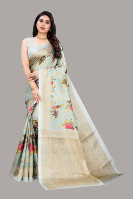 YASHIKA Printed Bollywood Art Silk Saree(Blue)