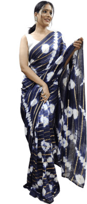 Sidhidata Printed Leheria Nylon Saree(Blue)