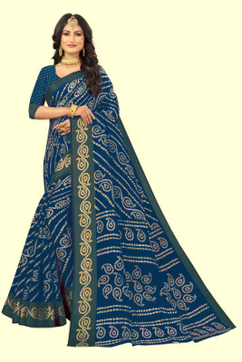 Vimalnath Synthetics Printed Daily Wear Cotton Silk Saree(Blue)