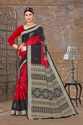 ETHNIC ODISHA HANDLOOM Printed, Digital Print Bandhani Pure Cotton Saree(Red)