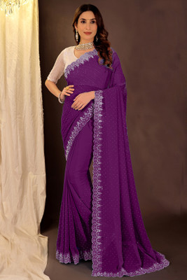 VKARAN Printed Bollywood Georgette Saree(Purple)