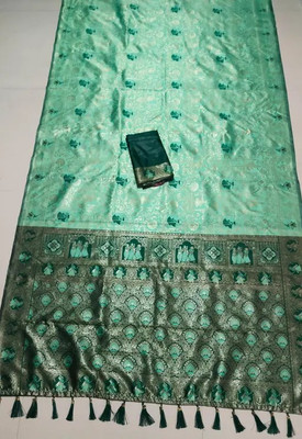 WILLMAKE Printed Bollywood Cotton Silk Saree(Green)