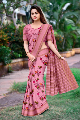 DNKAFASHION Digital Print Daily Wear Tussar Silk Saree(Pink)