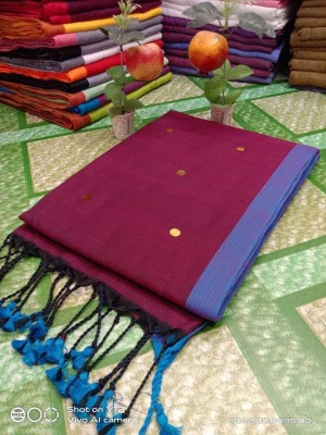 SHUBHAM SAREE CENTRE Self Design Handloom Cotton Blend Saree(Maroon)