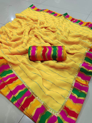 Sareez House Self Design Bollywood Georgette Saree(Yellow)