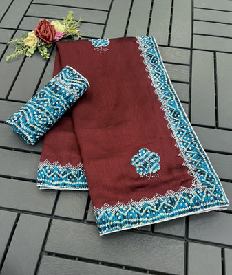 ZOYAL ENTERPRISE Printed Bollywood Silk Blend Saree(Maroon)