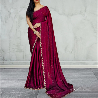 NITYA CREATION Embroidered Daily Wear Pure Silk Saree(Purple)