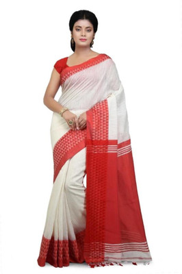 Hiya saree Printed Bollywood Cotton Silk Saree(Red, White)