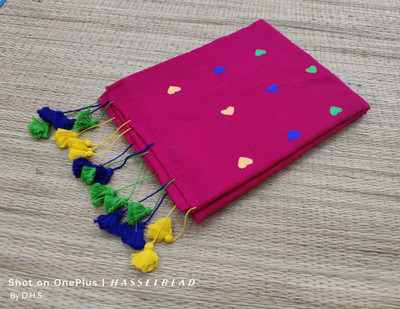 KISHORI PUNJABI MAHAL Self Design Handloom Cotton Blend Saree(White, Multicolor)